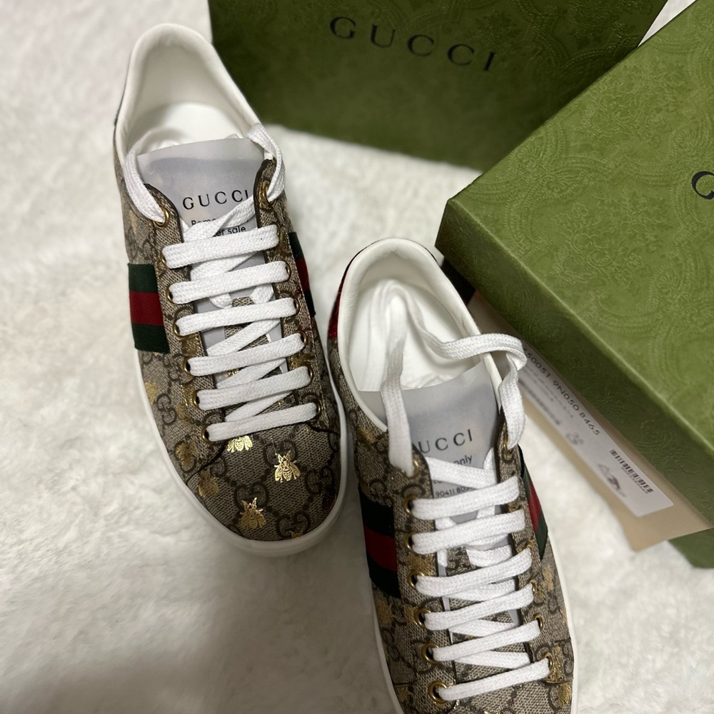 Gucci Ace Sneaker with Gold Bees Design